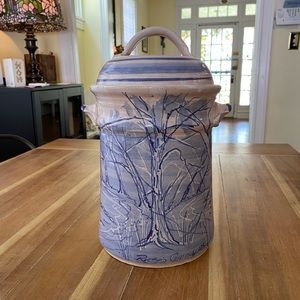 Hand thrown art pottery jar with lid Russ Currey